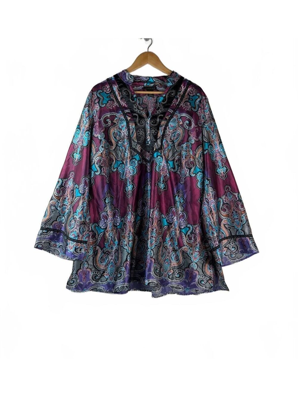 Lane Bryant Lightweight Semi-Sheer Paisley Boho Tunic Blouse Size 22/24